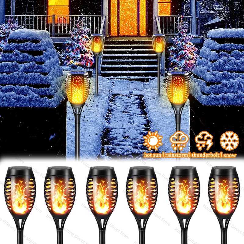 Solar Flame Torch Light Outdoor Waterproof Flickering Garden Lighting for Lawn Pathway Yard Patio Landscape Halloween Decoration C250922