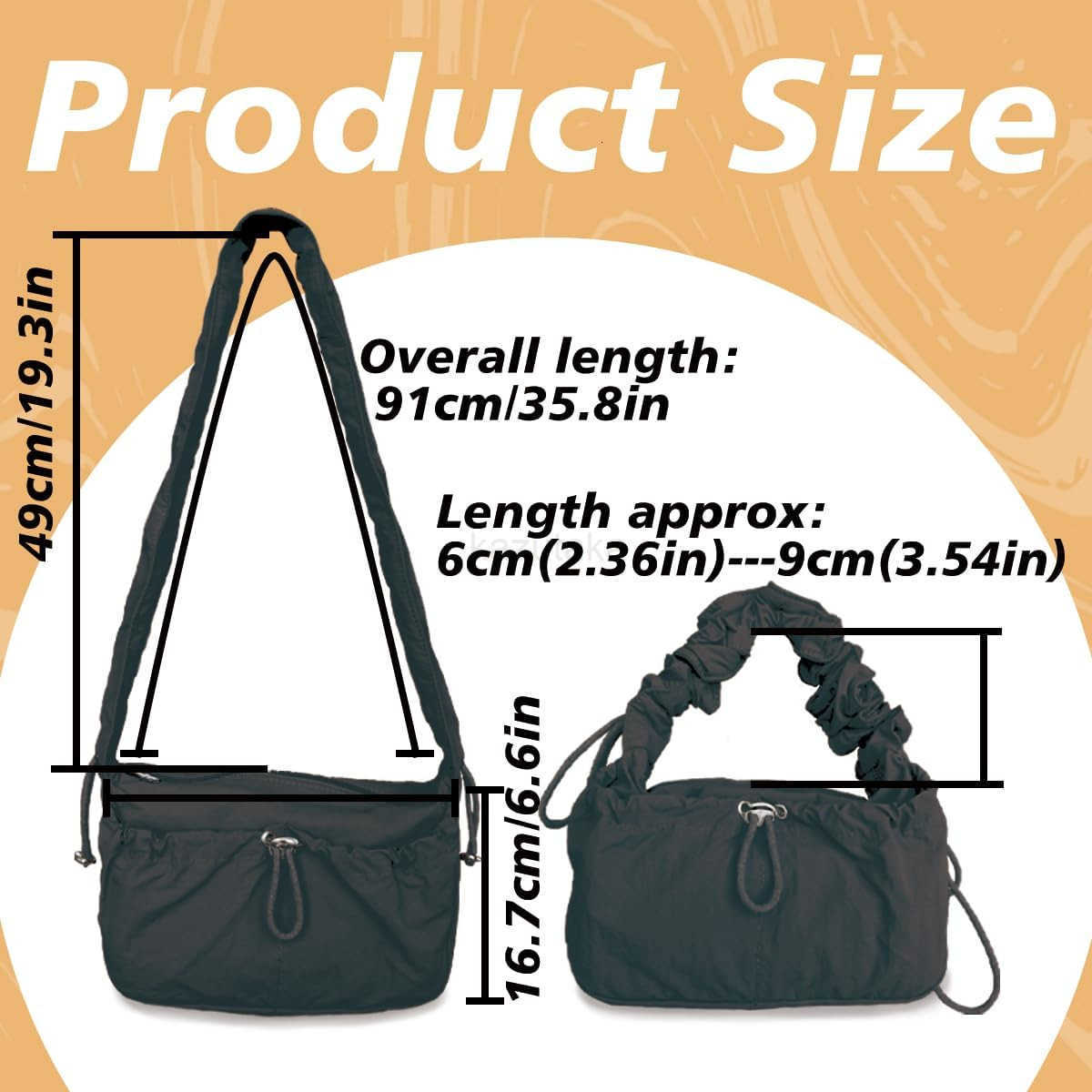 Nylon Crescent Bag Hobo Handbags Ruched Shoulder Bag Adjustable Strap Lightweight Casual Sling Bag Travel Tote Bags for Women Z250922