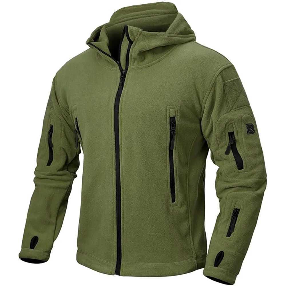Mens Fleece Jacket Full Zip Tactical Hoodies Winter Coats Windproof Hoodies Warm Hunting Polar Fleece Outdoor Jackets Men W250922