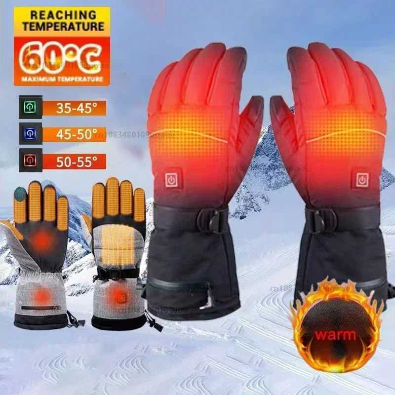 Electric Heated Gloves Touchscreen Heating Thermal Gloves Winter Moto Heated Gloves Outdoor Warm Waterproof Windproof Glove J2509221