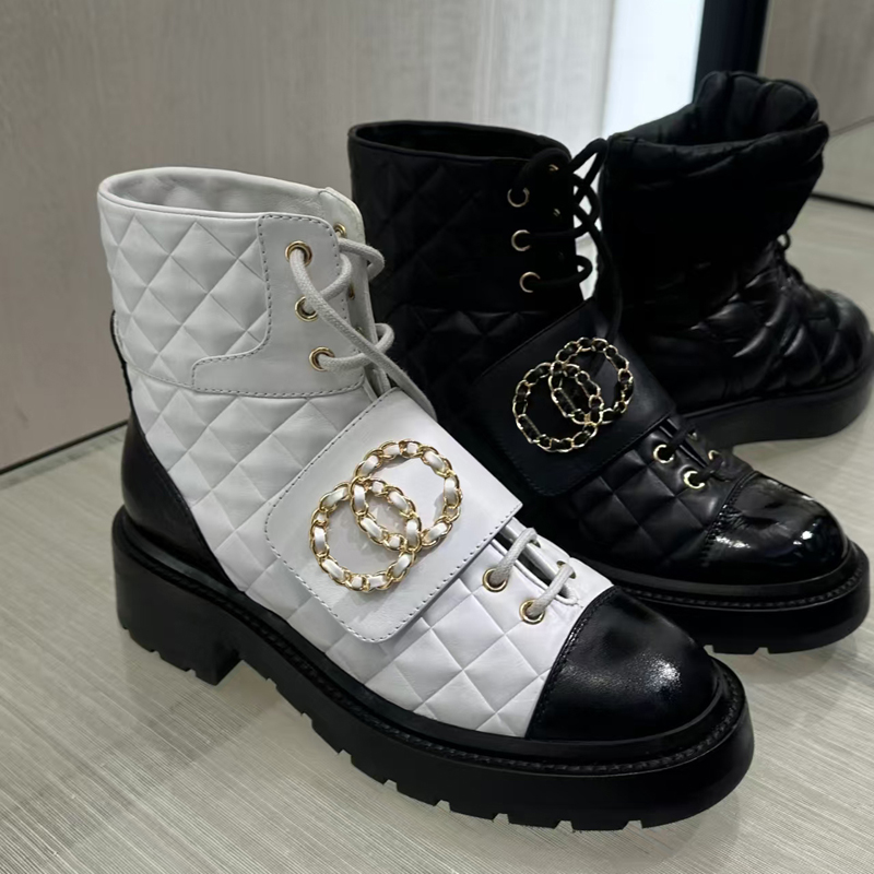 100% Soft cowhide Martin Ankle boots designer boot quality Knight Boot Flat lace up shoes Adjustable zipper opening Motorcycle boots Women's Luxury designer footwear