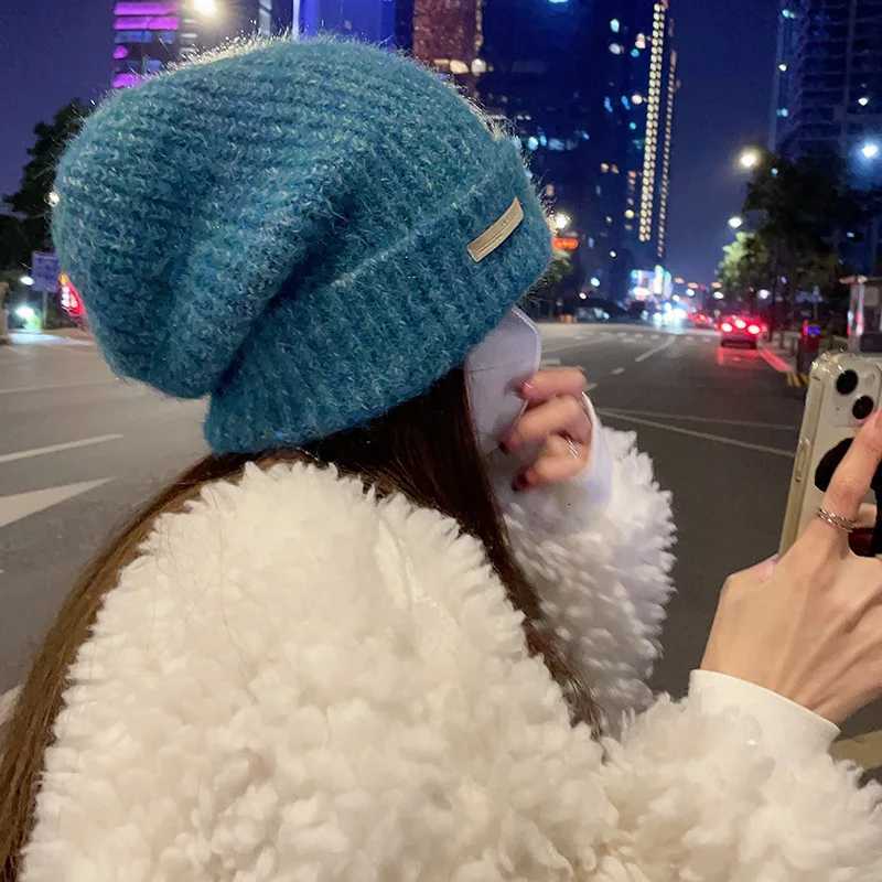 Big round coarse woolen hat children autumn and winter loose warm e cold hat big face show face small knitted ear c Y250920