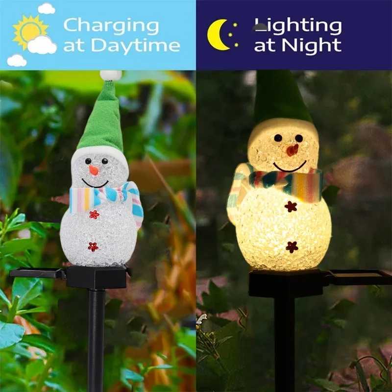 LED Christmas Solar Lights Snowmans Pathway Light Waterproof Outdoor Garden Lawn Fence Lamps Holiday Party Decoration Lighting C250922