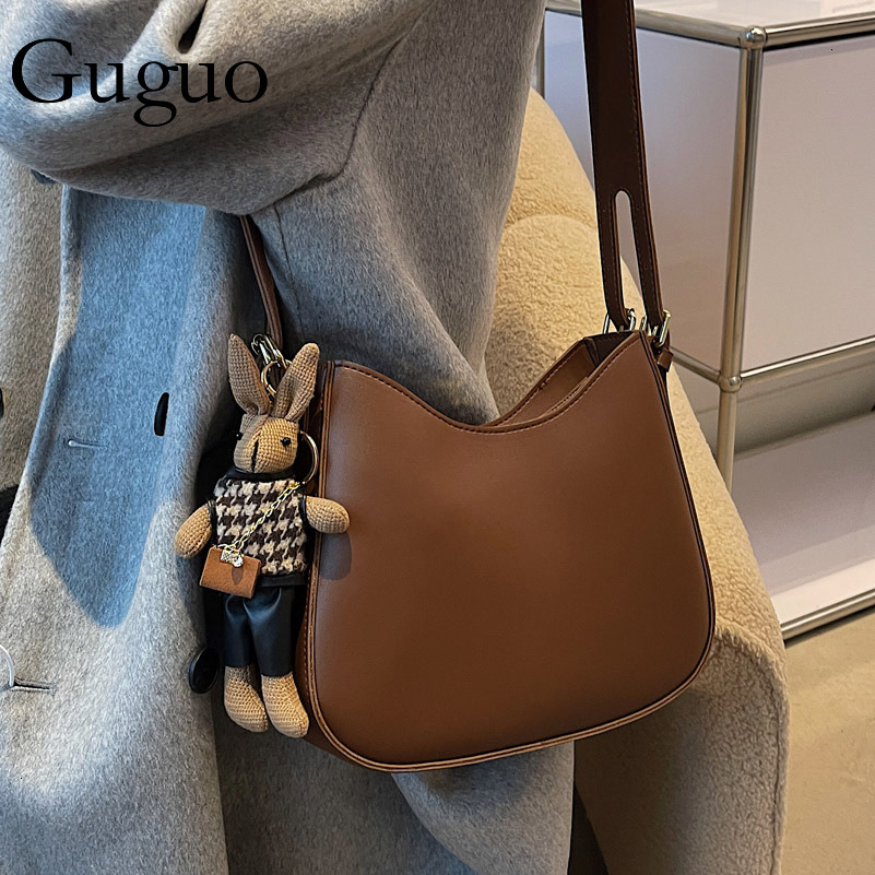 Guguo Designer Bag Trendy Women's Bag 2025 New Fashion Textured Shoulder Bag Luxury Bag Large Capacity Retro Women's Crossbody Bag Wholesale