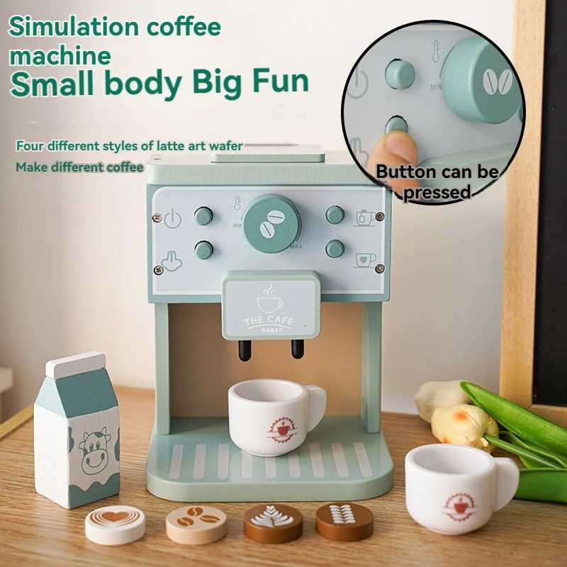 Kids Kitchen Toy Set Wooden Coffee Maker Set Simulation Cookie Pretend Play Educational Toys Gifts for Girls Boys C250922