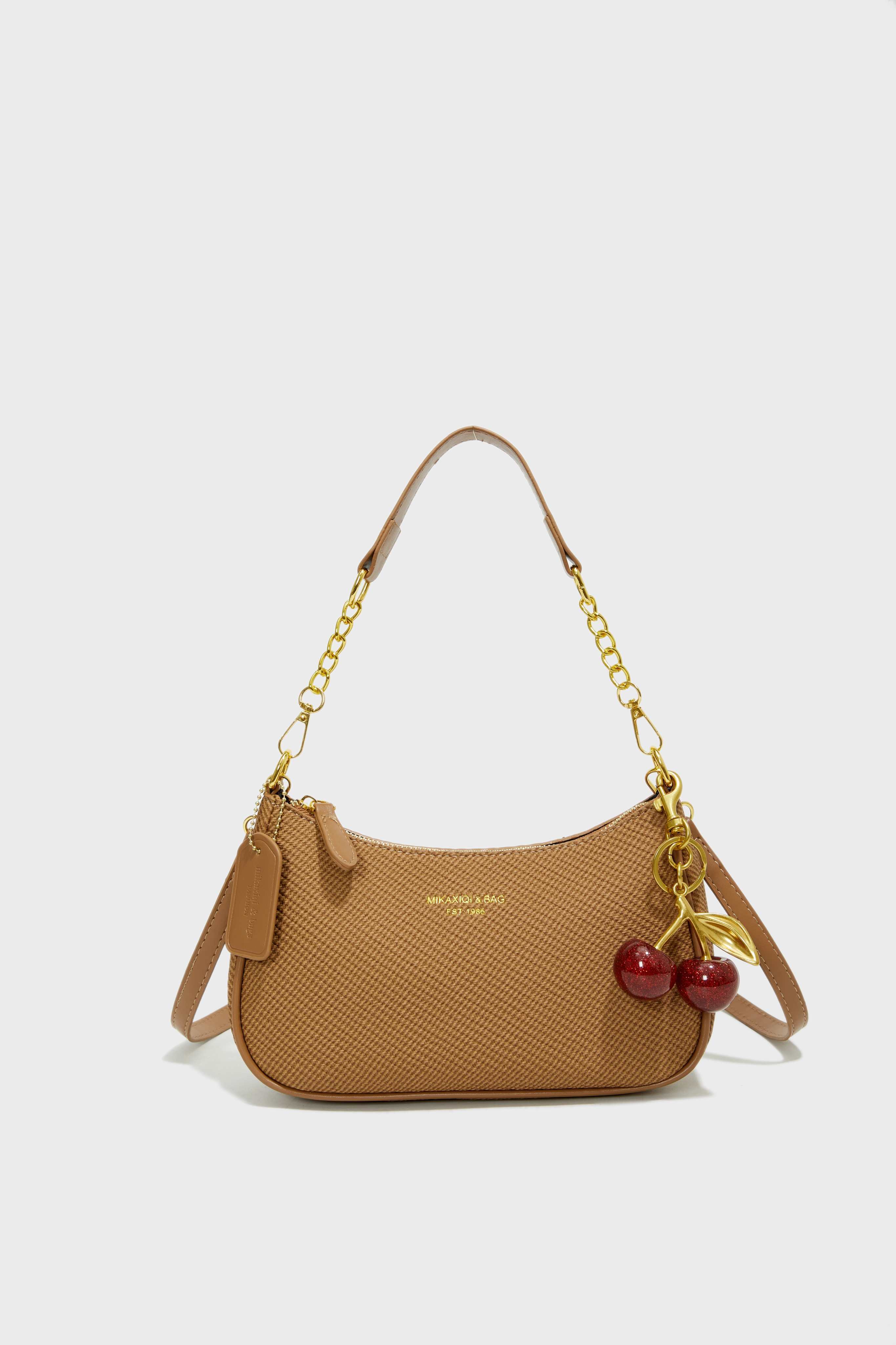 2025 Mini Designer Bag Canvas Logo Red Green Crescent Moon Bag Crossbody Bag Handbag Handle Shoulder Bag Women Cherry Pendant Tote