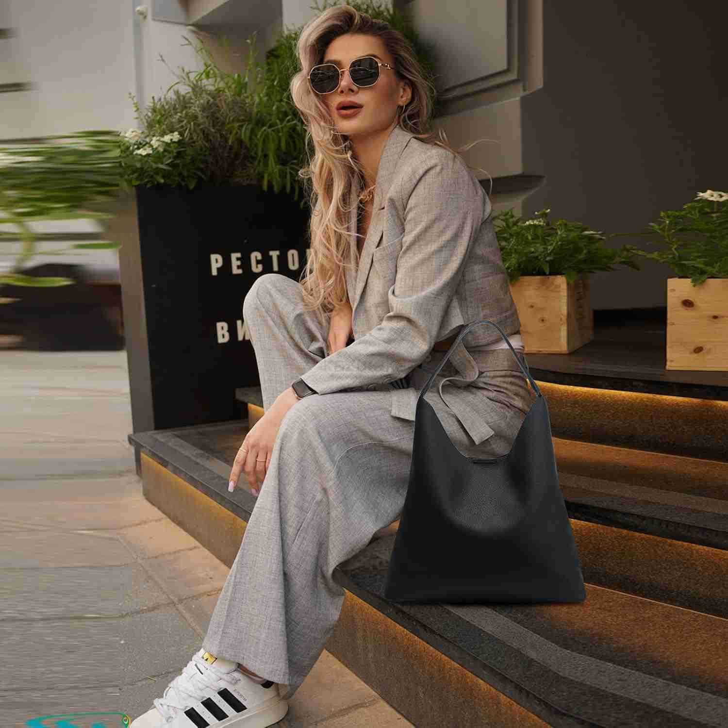 Women Soft PU Leather Shoulder Handbag highcapacity Slouchy Tote Purses Z250922