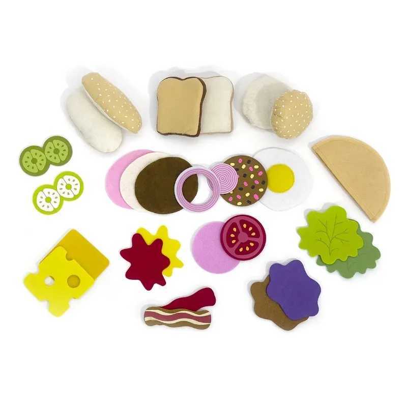 28PCS Felt Food Burger Sand Food Set Children Pretend to Play Food Sand Toys Childrens Kitchen Role Playing Gifts C250922