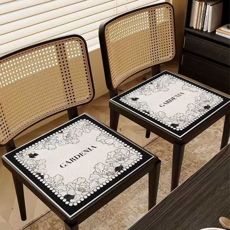 Summer Ice Silk Seat Cushion Office Long Sitting Cool Breathable Chair Cushion French Style Home Dining Chair Stool Cushion C250922
