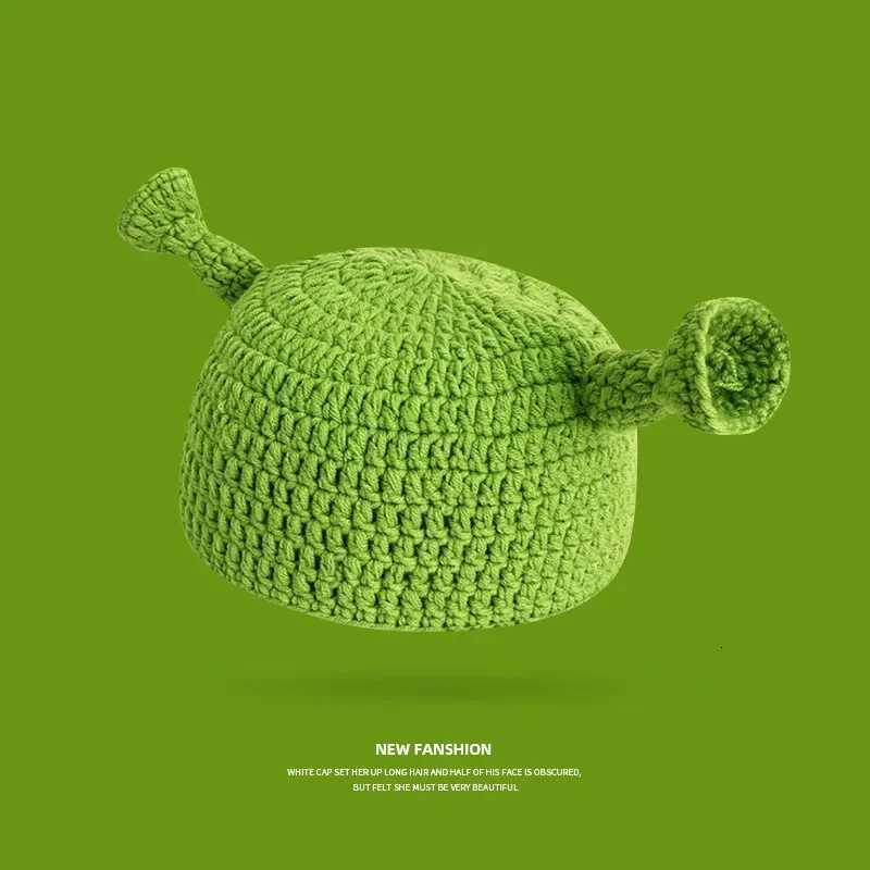 New Balaclava Monster Wool Winter Knitted Devil Hats Halloween Christmas Gifts Winter Warm Green Party Funny C Shrek Hat Y250920
