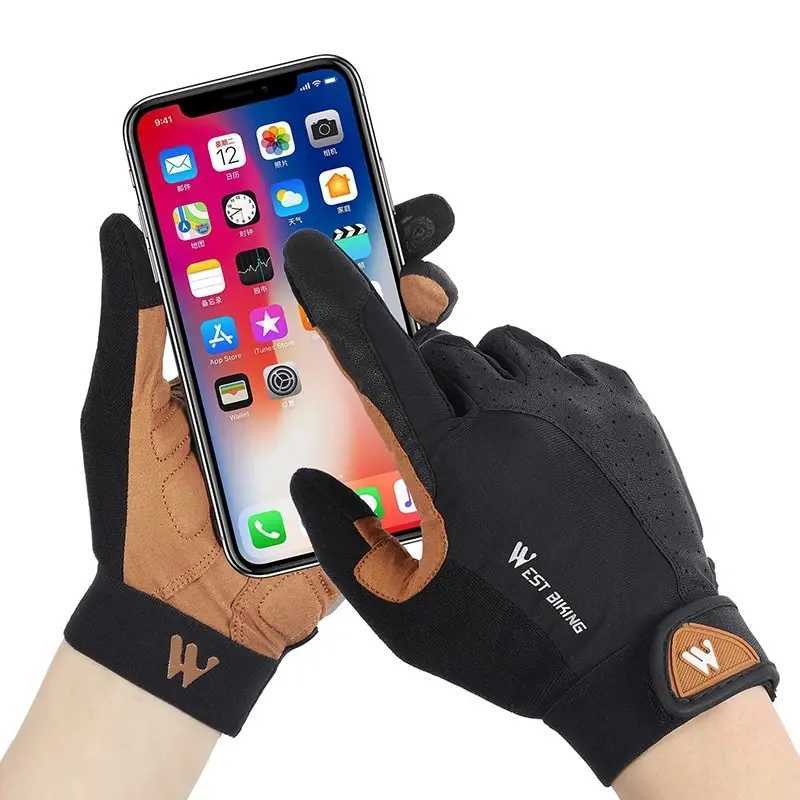 WEST BIKING Cycling Gloves Breathable Full Finger Mitts MTB Bicycle Sports Gloves Men Women Spring Autumn Gym Motorcycle Gloves J250922