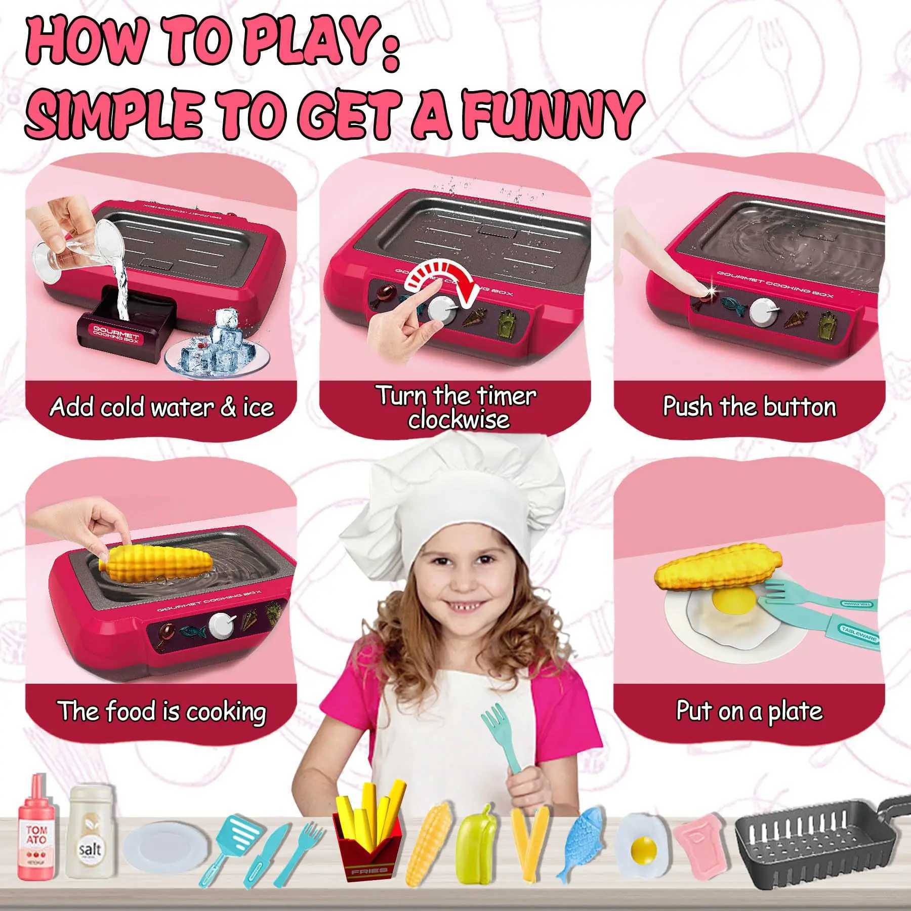 20Pcs DIY Kitchen Cooking Toy Set With Sound Light Color MultiFunctional Induction Childrens Play House Food Toys Gifts C250922