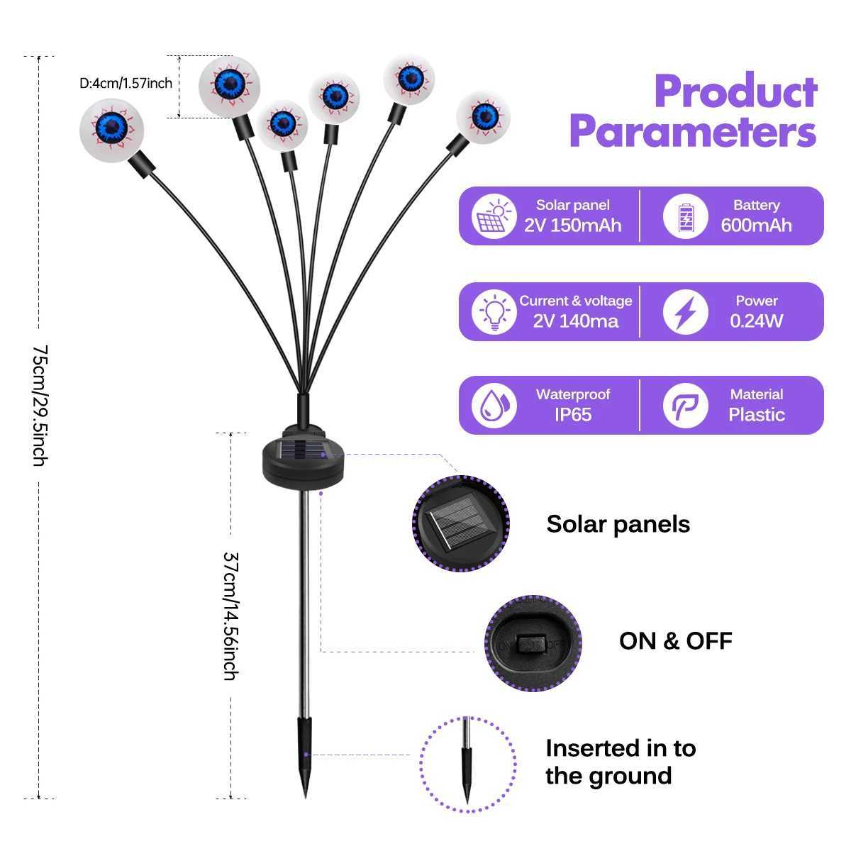 Halloween Decorations Outdoor Lights Solar Halloween Scary Eyeball Pathway Lights Waterproof for Garden Porch Lawn Pathway C250922