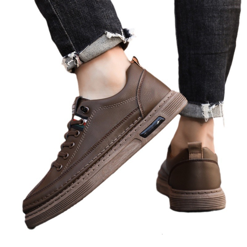 2025 New Trendy Versatile Casual Soft Sole Business Sneakers Men's Leather Shoes ddmymarket