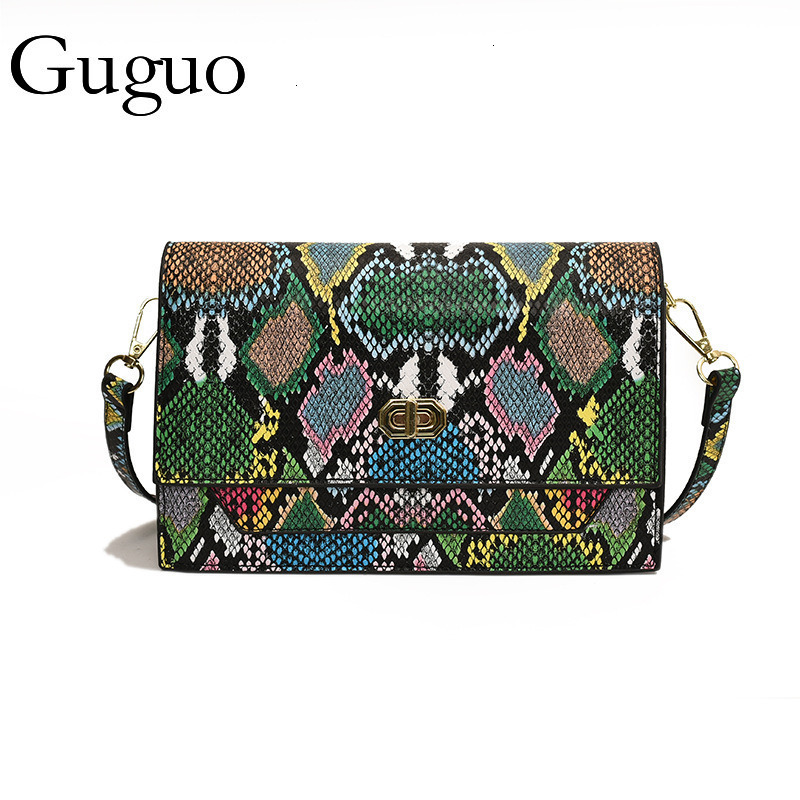 Guguo Designer Bag European And American Snake Print Retro Luxury Bag Lock Shoulder Bag 2025 New Ins Casual Versatile Handbag Fashion Crossbody Bag Fo