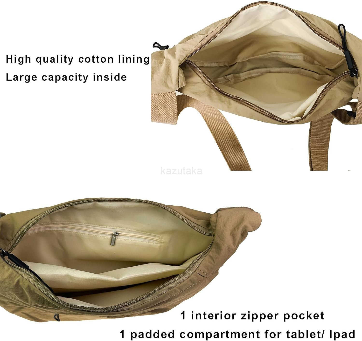 Crescent Crossbody Bags for Women Nylon Slouchy Sling pacious Dumpling Shoulder Handbag Cross Body Purses Z250922