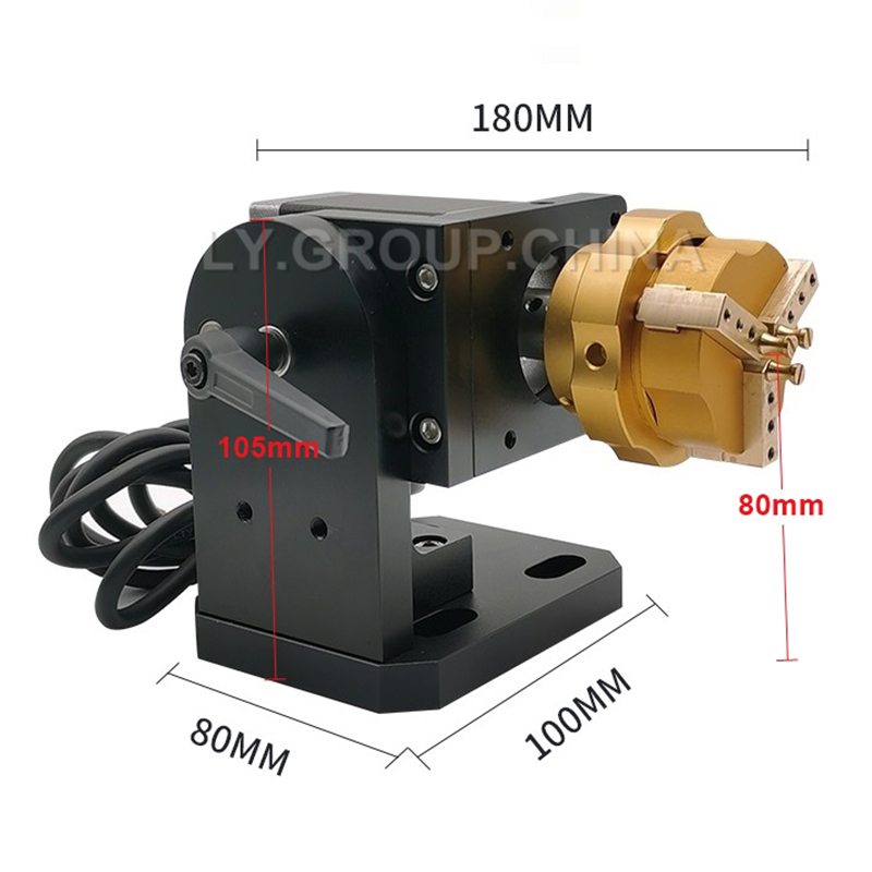 Professional Fiber Laser Carving Marking Engraving Machine Rotary Axis Jewelry Ring with Copper Clamp Jig Chuck for Wood Routers