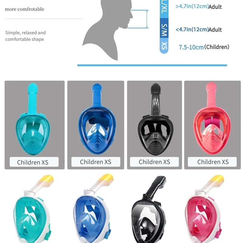 Underwater Snorkeling Full Face Children Swimming Mask Set Scuba Diving Respirator Masks Anti Breathing for Kids Adult 250920