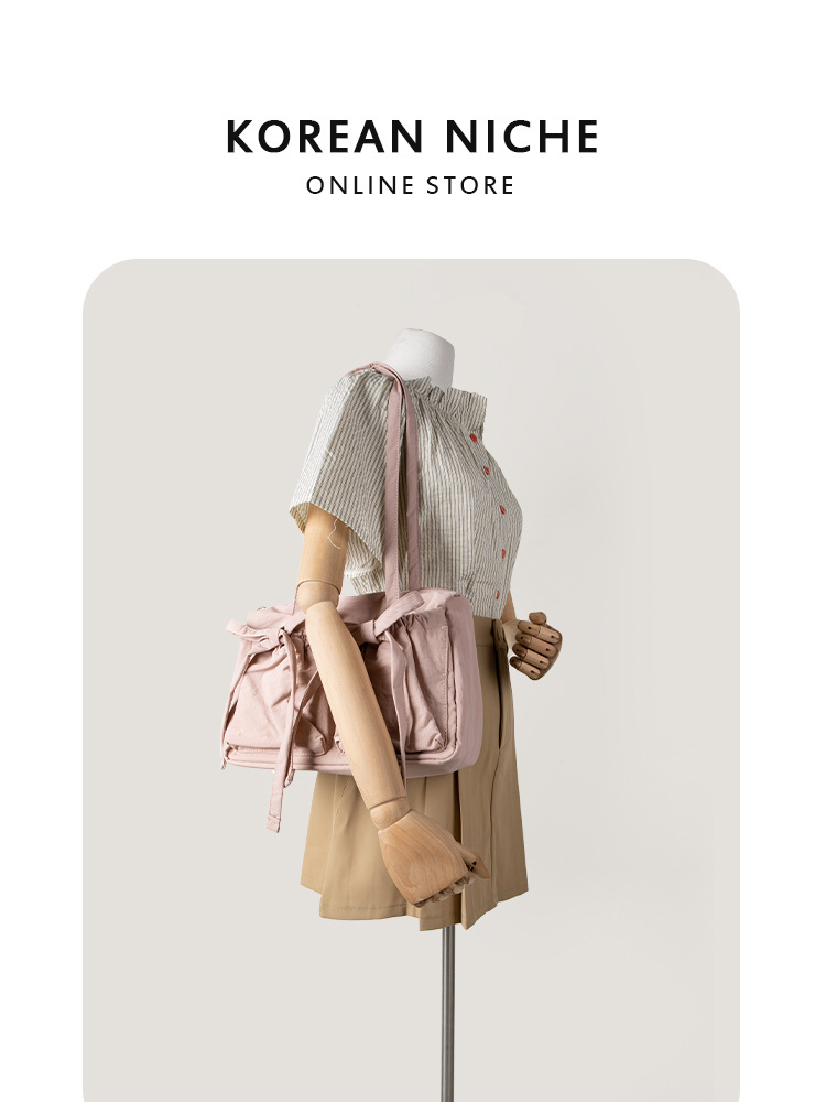 2025 Hot-Selling Summer New Korean Niche Lightweight Nylon Bowknot Shoulder Commuting Versatile Large-Capacity Tote Bag