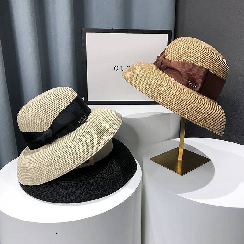 French Hepburn Style Straw For Women, Summer Face Covering Hat, UV Resistant Beach Vacation Sun Hat ddmythur