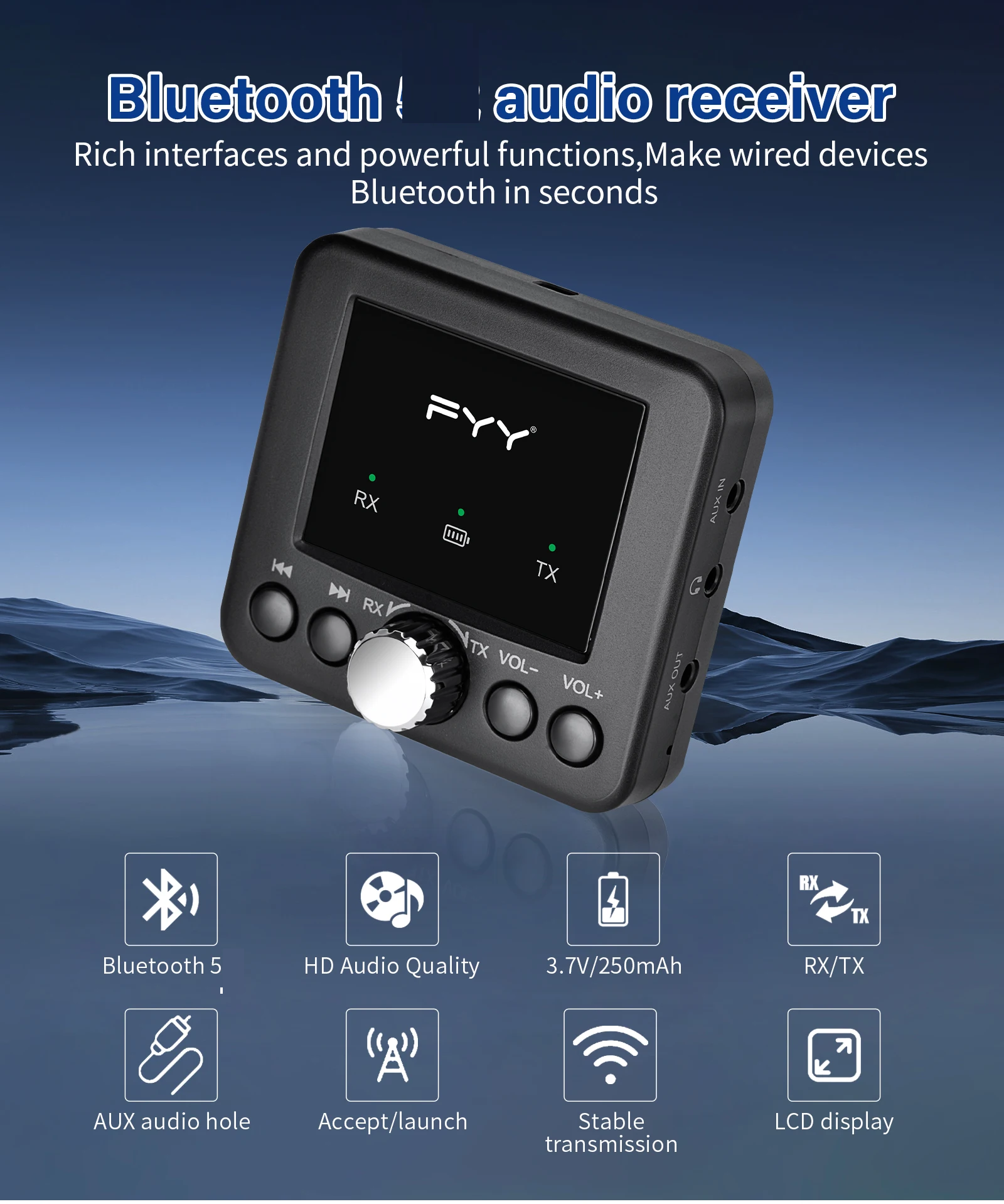 GT MEDIA RT05 2 IN 1 Bluetooth 5.0 Receiver and Transmitter Audio Adapter Compatible with Phone, Tablet,Car,Computer,TV,Speaker