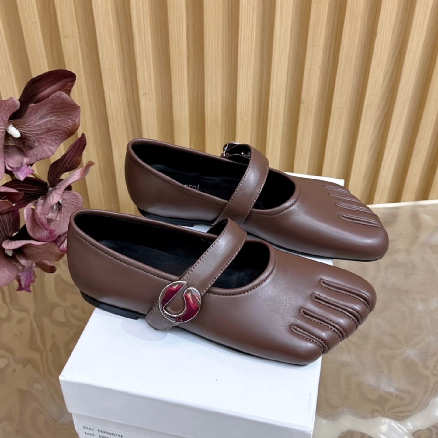 Balck Mary Jane Tabi Shoe Women Designer Ballet Flat Shoe Luxury moccasin Loafers Ballerina Casual Dress Shoe Lady Chunky Heels Leather Dance prom dress shoes