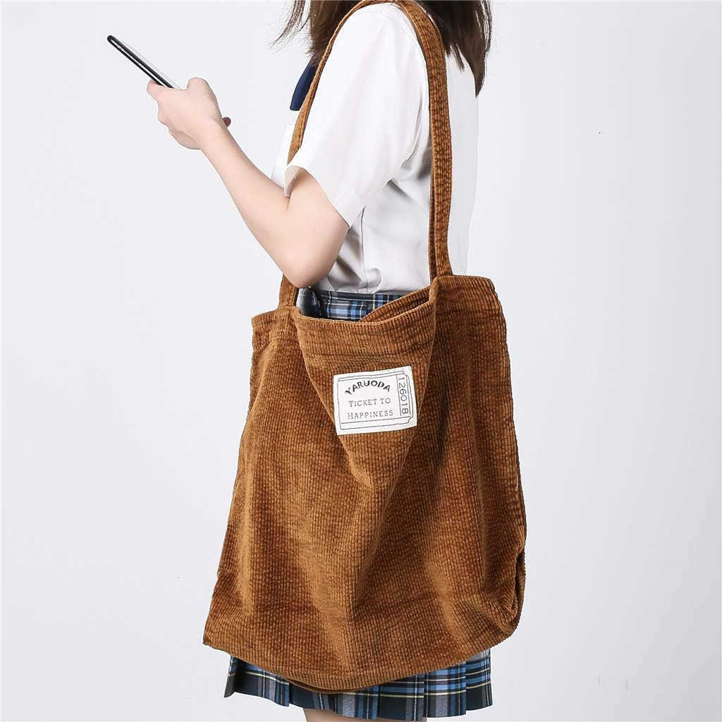 Women Shoulder Handbags Casual Corduroy Shopper Tote Bag Z250922