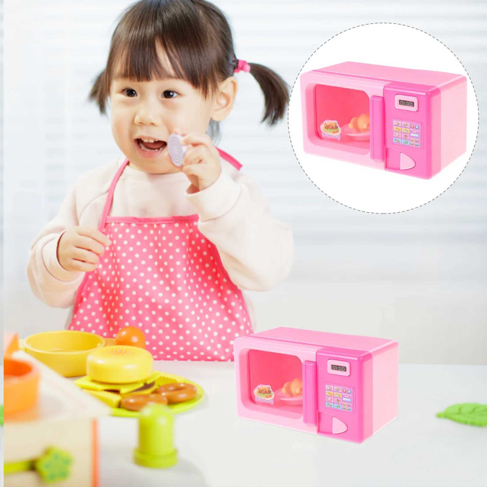 1pc Kids Microwave Oven Toy Educational Plaything Dollhouse Accessories Miniature Kitchen Decor Pretend Microwave Plastic Model C2509221