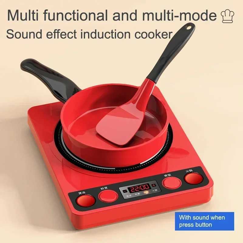 Kids Toys Pretend Play Red Kitchen Toys Simulation Food Cooking Girls Boys Educational Play House Interactive Toys for Children C2509221