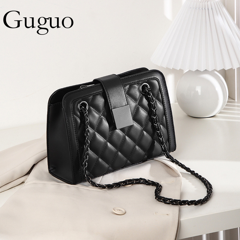 Guguo Designer Bag New Trendy This Year Popular Versatile Quilted Chain Shoulder Luxury Bag Bag For Women Large Capacity PU Minimalist Style Crossbody