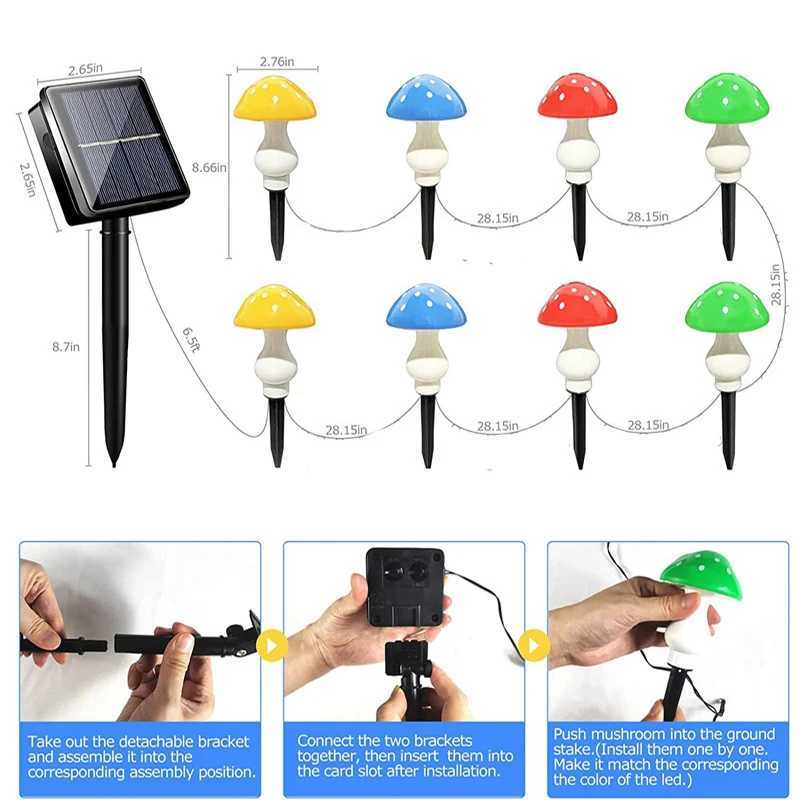12LEDS Solar Panel Mushroom Fairy Light Garden Outdoor Decor Waterproof Night Lamp Yard For Christmas Wedding Party Decoration C250922