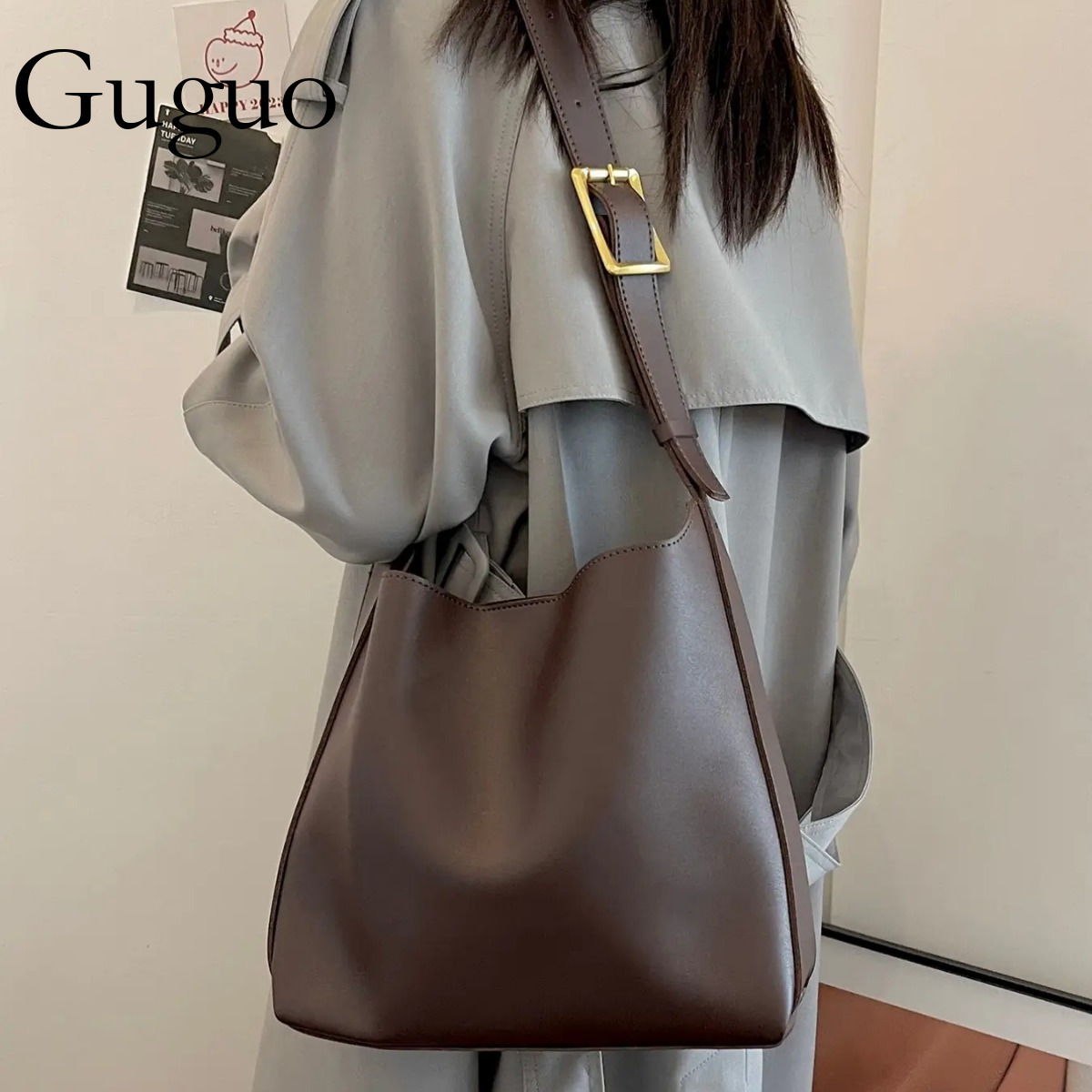 Guguo Designer Bag Handbag New Fashion Versatile Bucket Large Capacity Simple Casual Two-piece Set Soft Luxury Bag Slouchy Shoulder Crossbody Bag