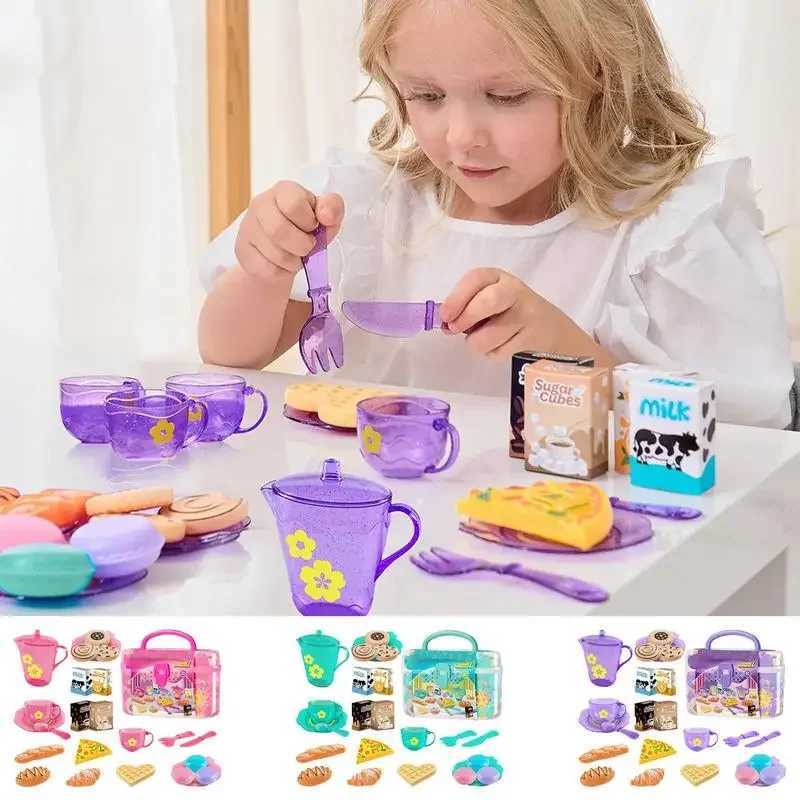Girls Tea Party Set with Kettle Cookies Play Food for Kids Halloween Christmas Gift C250922