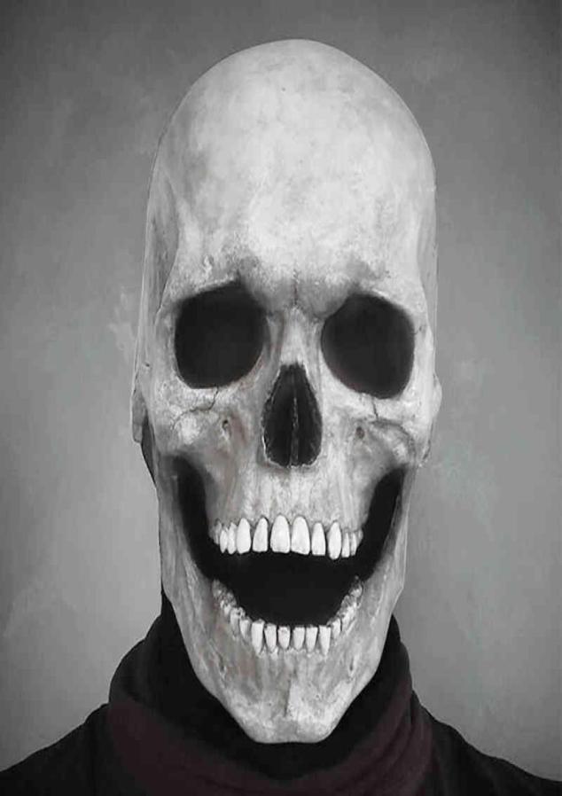 Full Head Skull Mask Helmet With Movable Jaw Masques Entire Realistic Latex Scary Skeleton Z L2205305408027