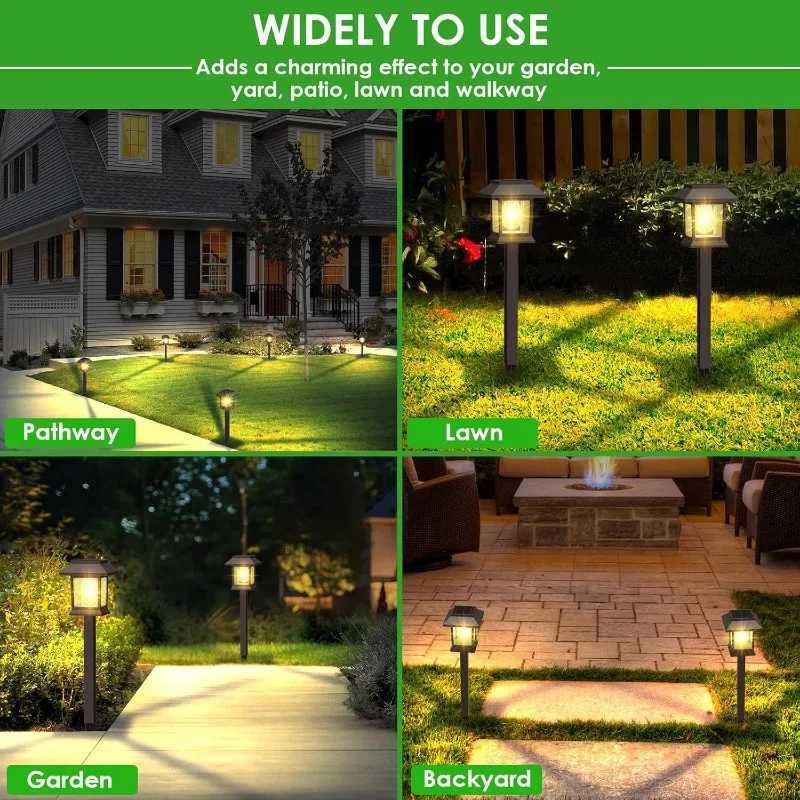 Solar Pathway Lights Outside Waterproof Walkway Light Solar Powered Landscape Lights for Driveway Lawn Patio Sidewalk Yard C250922