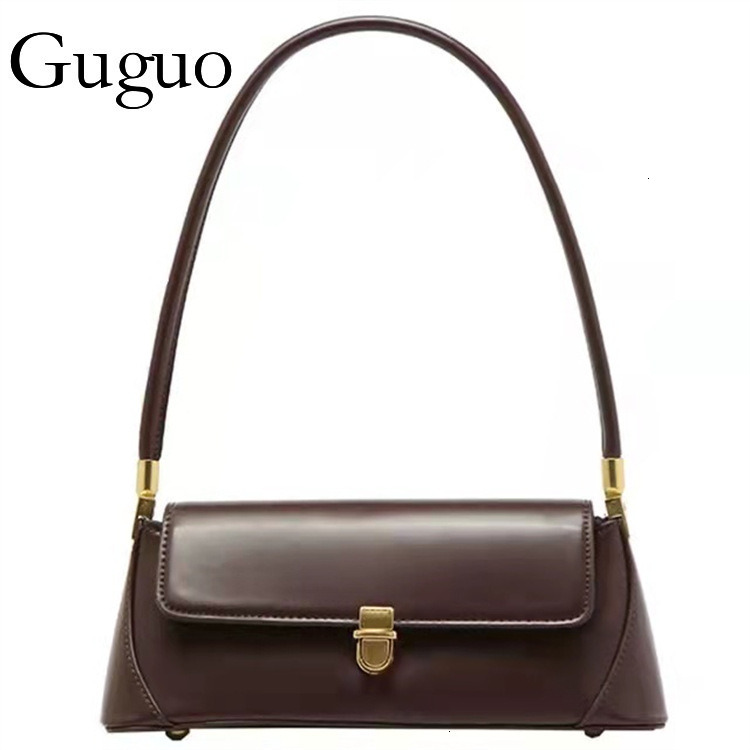 Guguo Designer Bag Niche Design High-end Retro Korean INS 2025 Spring New Underarm Baguette Bag For Women Luxury Bag Versatile Shoulder Bag