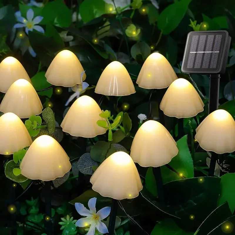 LED Solar Mushroom Lights String Set Of 1020Pcs 8 Modes Lawn Fairy Lights Outdoor Garden Patio Path Landscape Decoration Lamps C250922