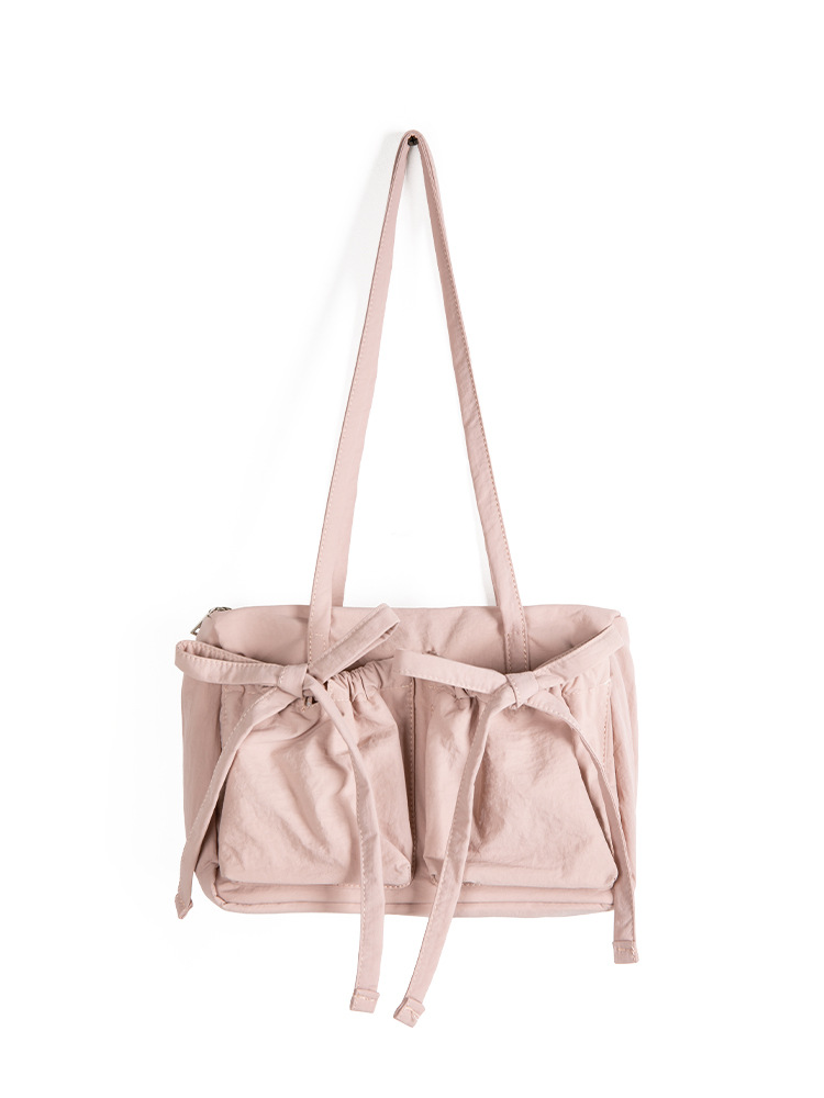 2025 Hot-Selling Summer New Korean Niche Lightweight Nylon Bowknot Shoulder Commuting Versatile Large-Capacity Tote Bag