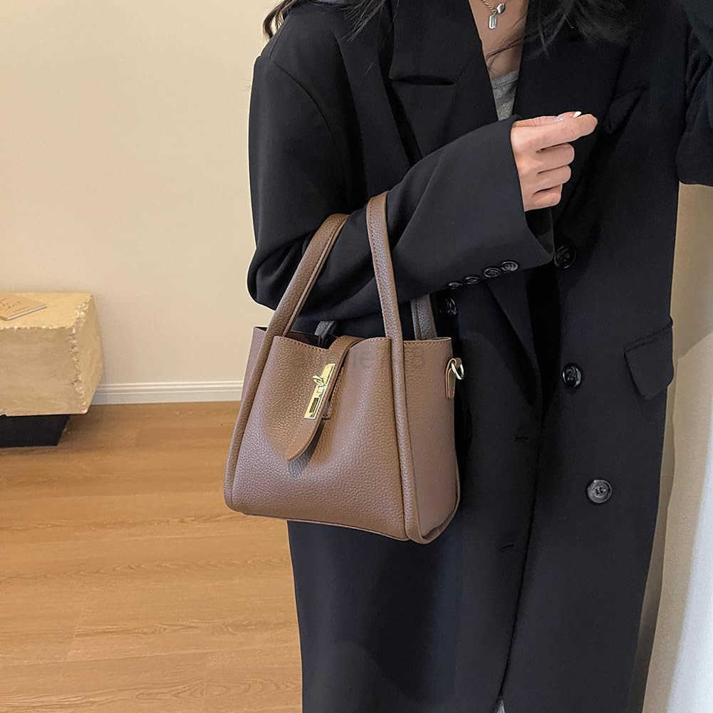 Bucket Bags for Women Leather Crossbody Bucket Purse Small Handbag Trendy Vintage Shoulder Bag with Small Purse C260116