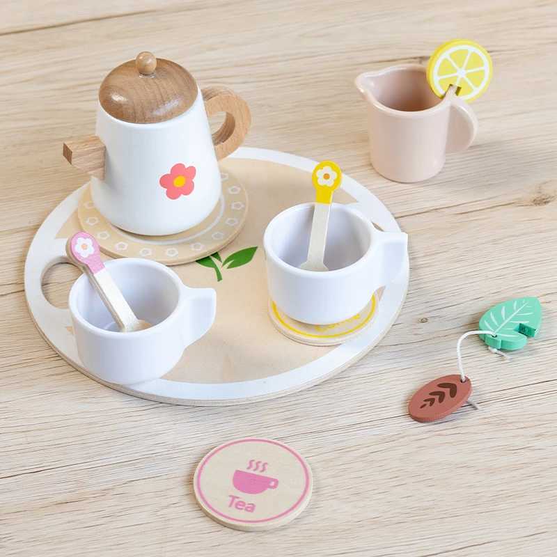Kids Pretend Play Toys Popular Kids Kitchen Toys Realistic Wooden Tea Set Party Toy Set C250922
