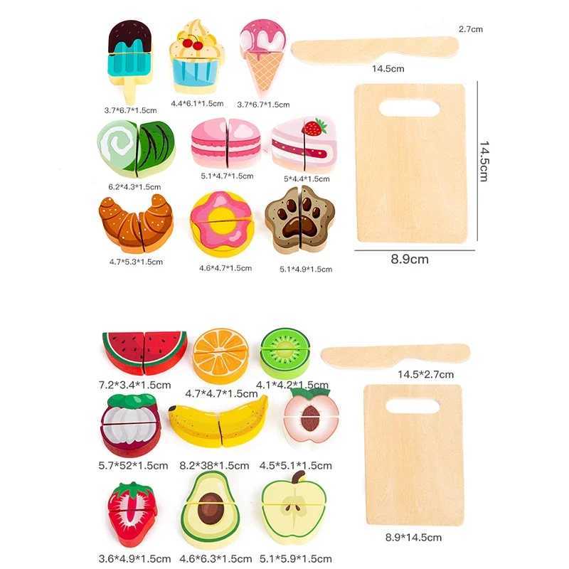 Wooden Montessori Pretend Play Kitchen Toys Fruit Vegetable Food Cutting House Interactive Children Educational C250922