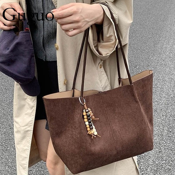 Guguo Designer Bag Cross-border Simple Suede Tote Bag For Women 2025 Autumn Winter New Luxury Bag Velvet Mother-daughter Bag Large Capacity Handbag Sh