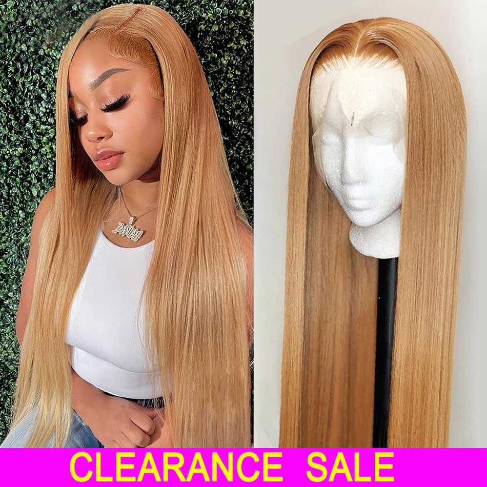 13x6 Honey Blonde HD Transparent Lace Front Wigs Human Hair 27 Colored Brazilian Bone Straight Lace Frontal Human Hair Wigs C250922