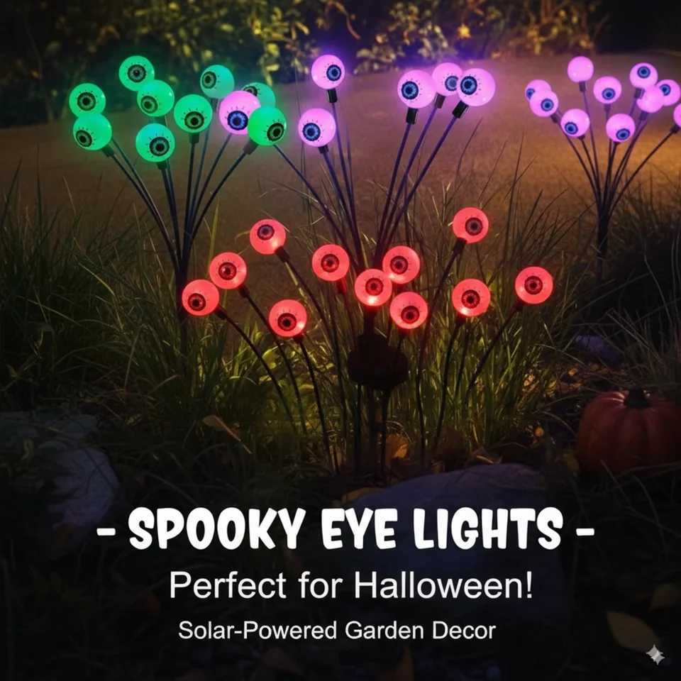 Halloween Solar Scary Eyeball Led Light Yard Lights Swaying Garden Powered Firefly Decorations Waterproof Decor Party Decoration C250922