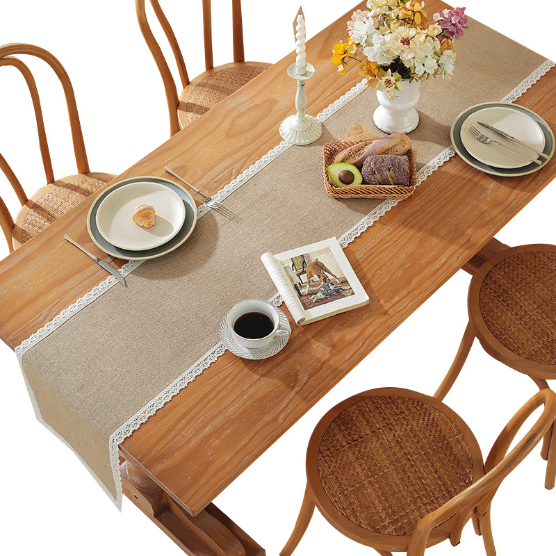 Vintage table runner festive natural linen woven party decoration simple decoration entryway chest of drawers cover towel BYTA01