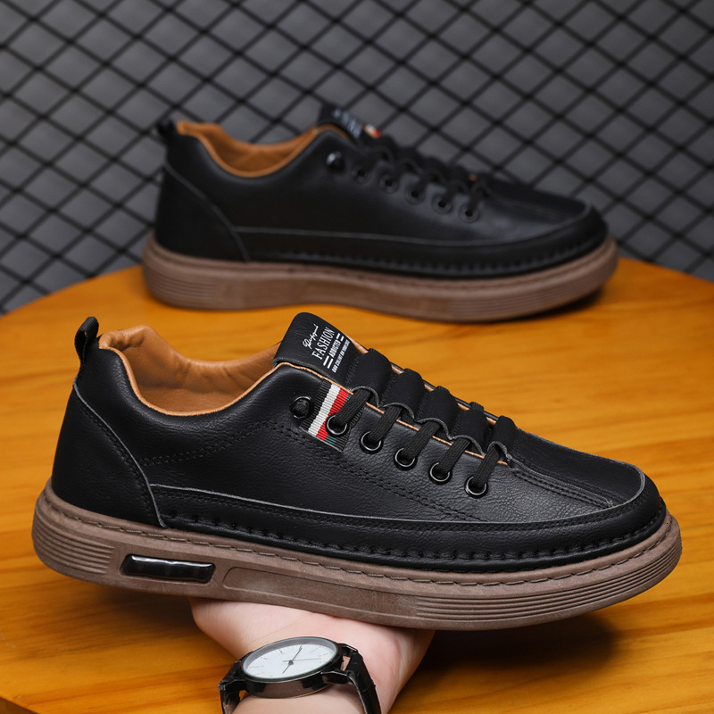 2025 New Trendy Versatile Casual Soft Sole Business Sneakers Men's Leather Shoes ddmymarket