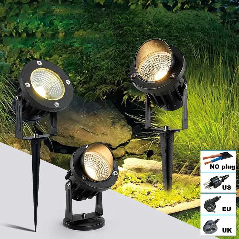 EUUS plugs LED Garden Lawn Lamp 10W 15W Waterprof IP65 220V12V24V Landscape Spike Bulb Garden Path Lawn COB Spotlights C250922
