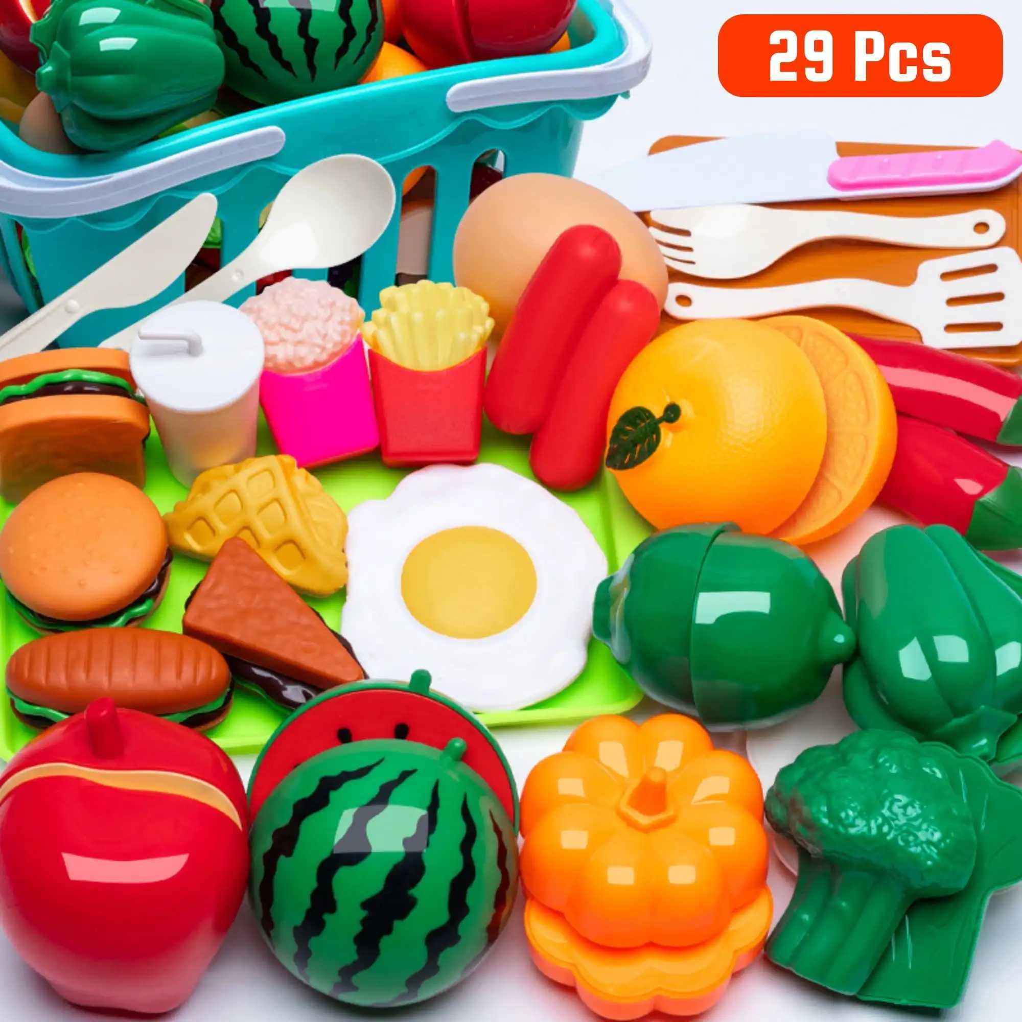 Cutting Play Food Toy Kids ABS Realistic Pretend Kitchen Toys 29Piece C250922