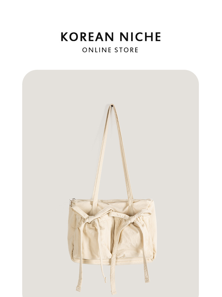 2025 Hot-Selling New Korean Niche Lightweight Nylon Bowknot Shoulder Commuting Versatile Large-Capacity Tote Bag