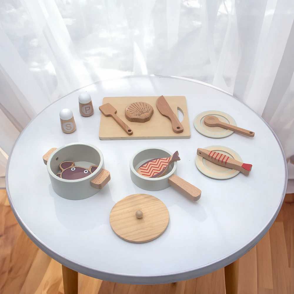 Wooden childrens simulation kitchen toysearly education educational toys simulationpots and pans food roleplay chef C250922